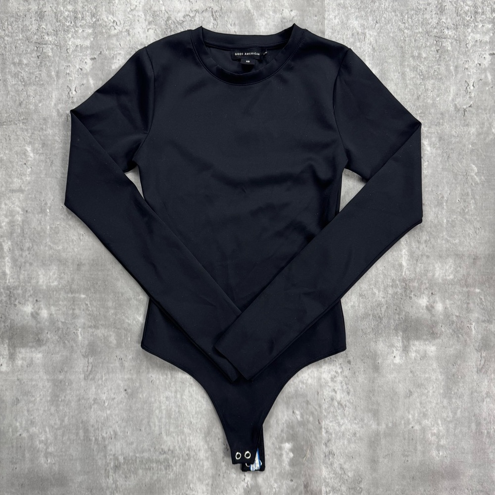 GOOD AMERICAN Black Long Sleeve Bodysuit